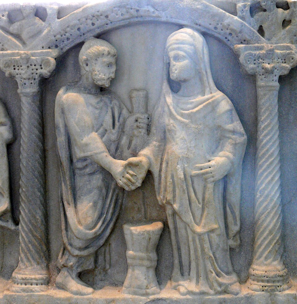 basorelief roman reprezentând o ceremonie de căsătorie în Roma antică